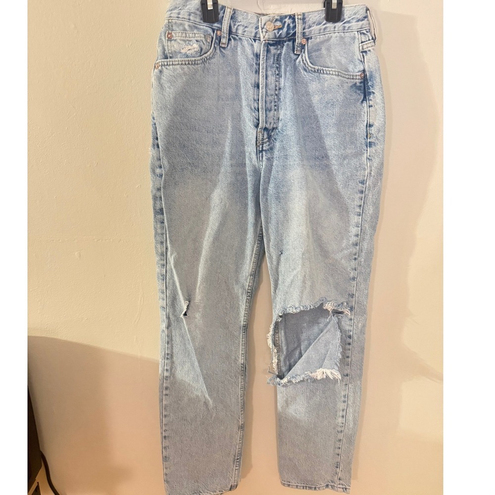SZ 27 We The Free Distress High Rise Straight Jeans Light Wash